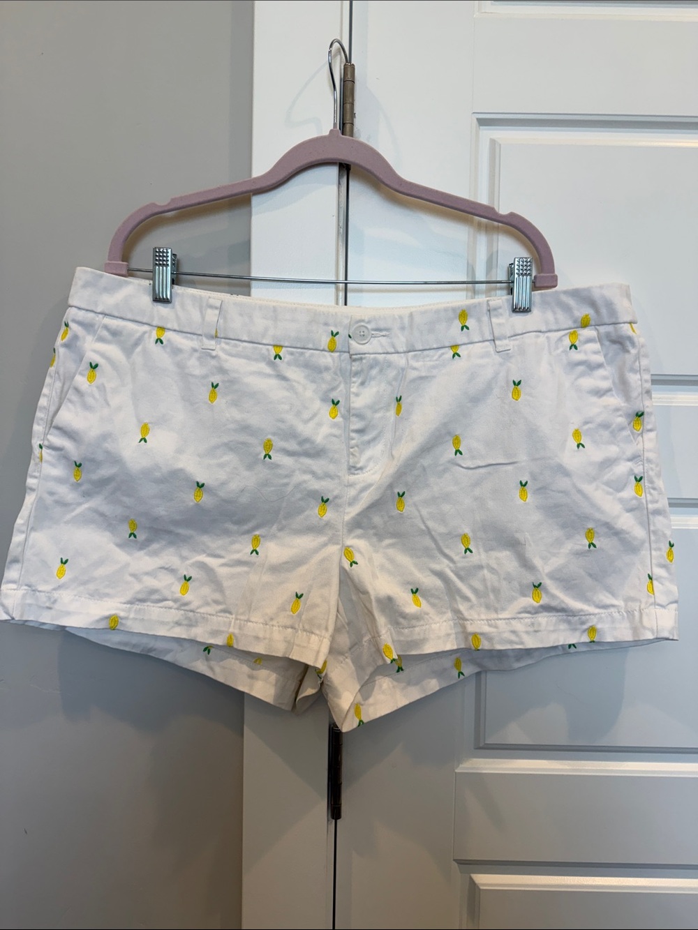 Merona White Pineapple-Embroidered Cotton Shorts
